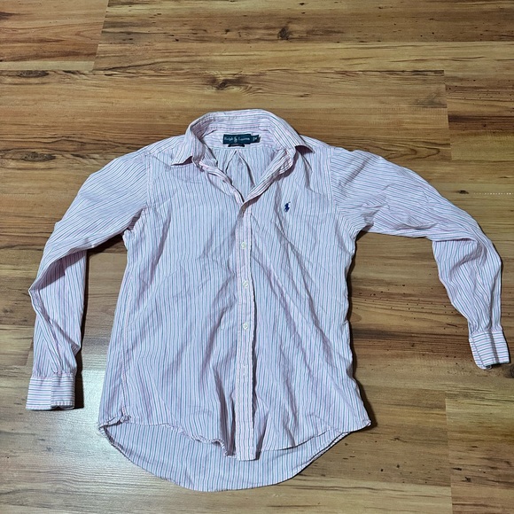 Medium Pink Blue pinstripe polo Ralph Lauren - Picture 1 of 2